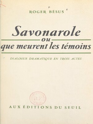 cover image of Savonarole